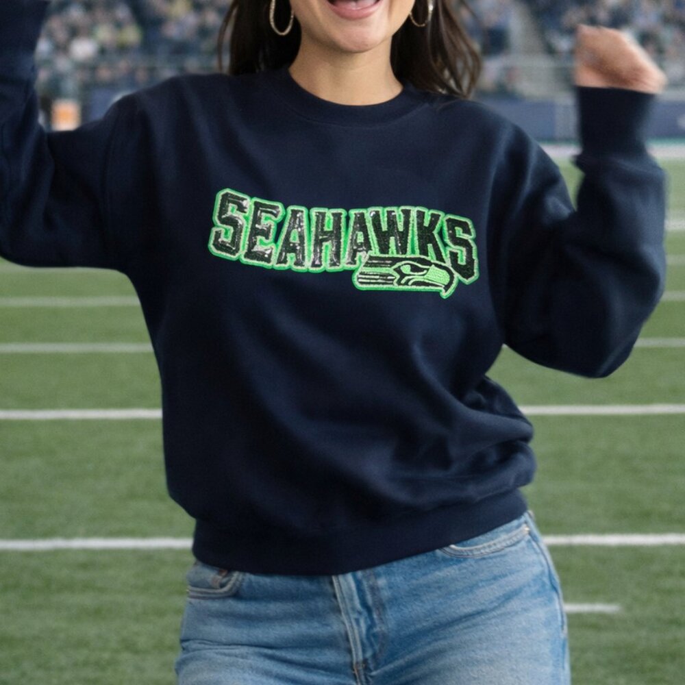 🏈✨ Gameday Sweatshirt – Sequin & Glitter Patch (Custom Made) ✨🏈